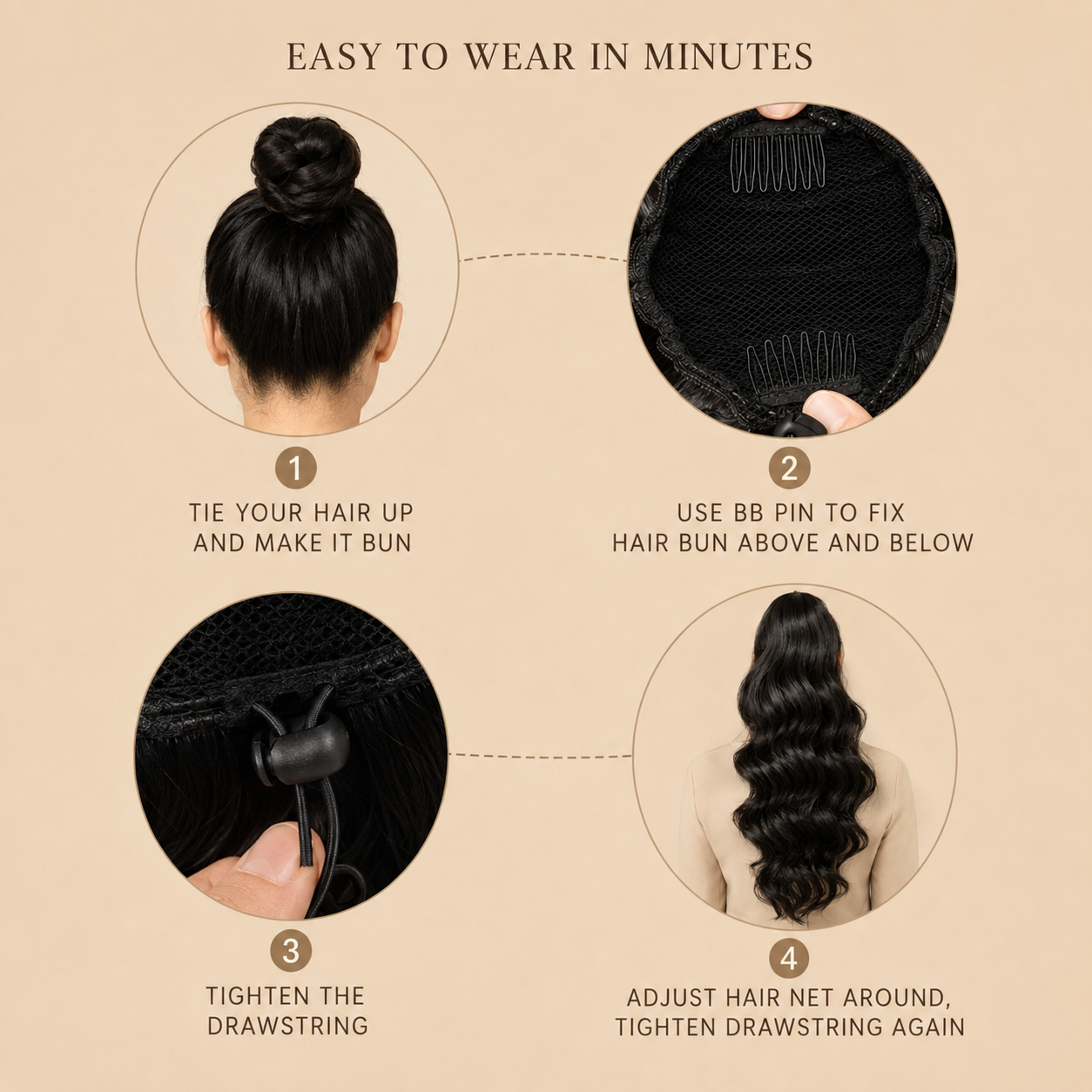 Odessa Body Wave Clip-In Ponytail — Natural Black