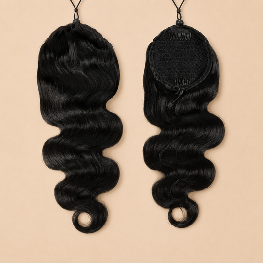 Odessa Body Wave Clip-In Ponytail — Natural Black