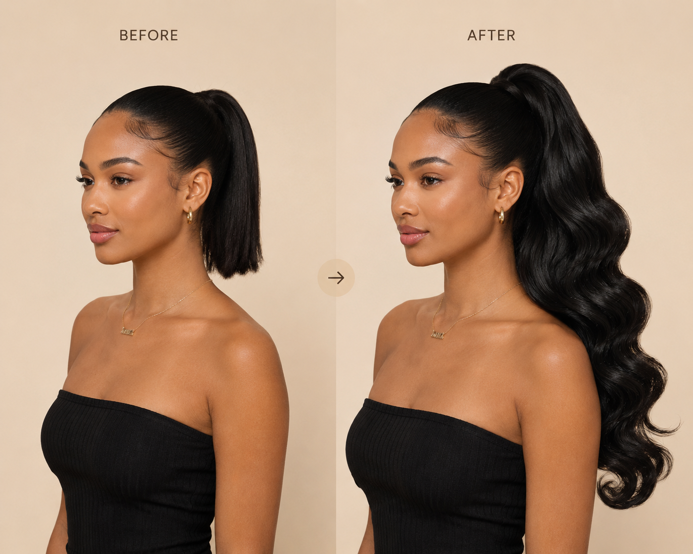 Odessa Body Wave Clip-In Ponytail — Natural Black