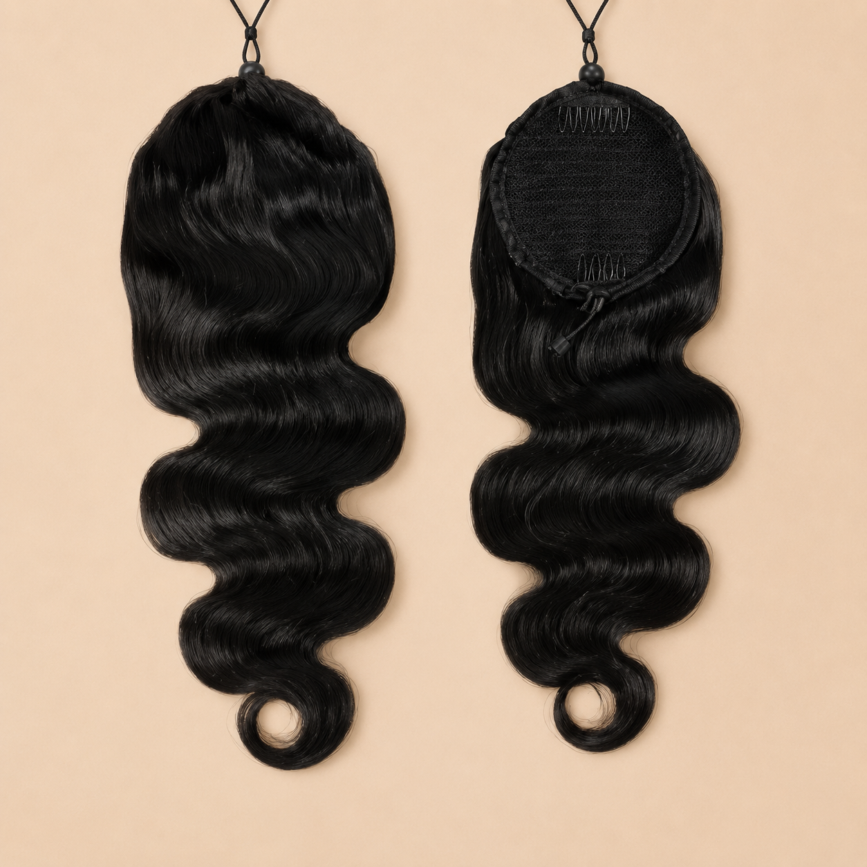 Odessa Body Wave Clip-In Ponytail — Natural Black