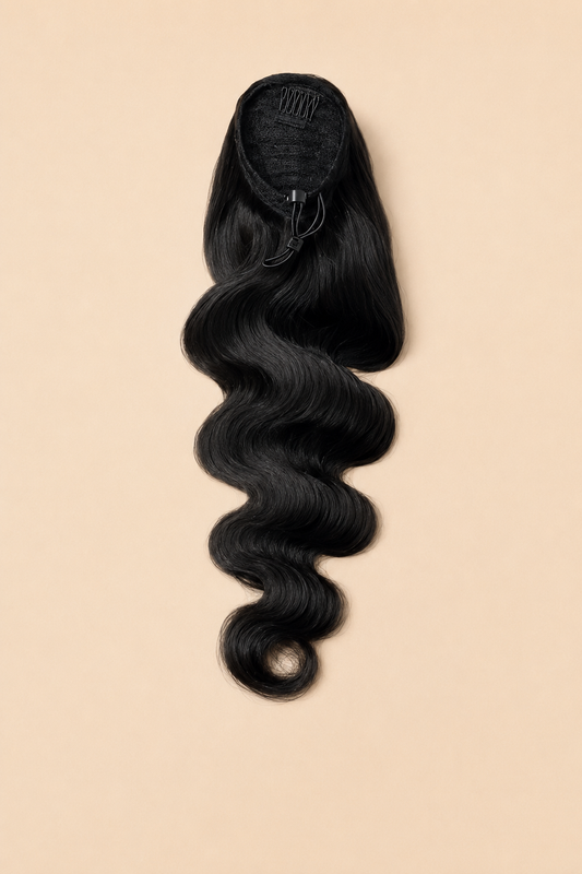 Odessa Body Wave Clip-In Ponytail — Natural Black